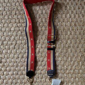 NWT Marc Jacobs Metallic Stars and Stripes Handbag Strap in Lava Red/Shiny Gold